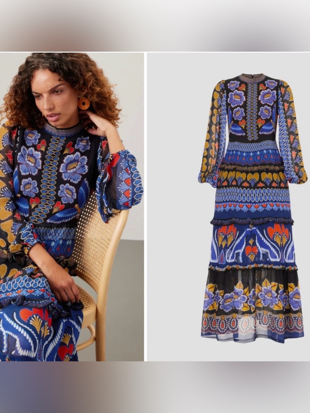 NWT Anthropologie FARM RIO  Ainika Maxi Dress
Sparkle Long Sleeve